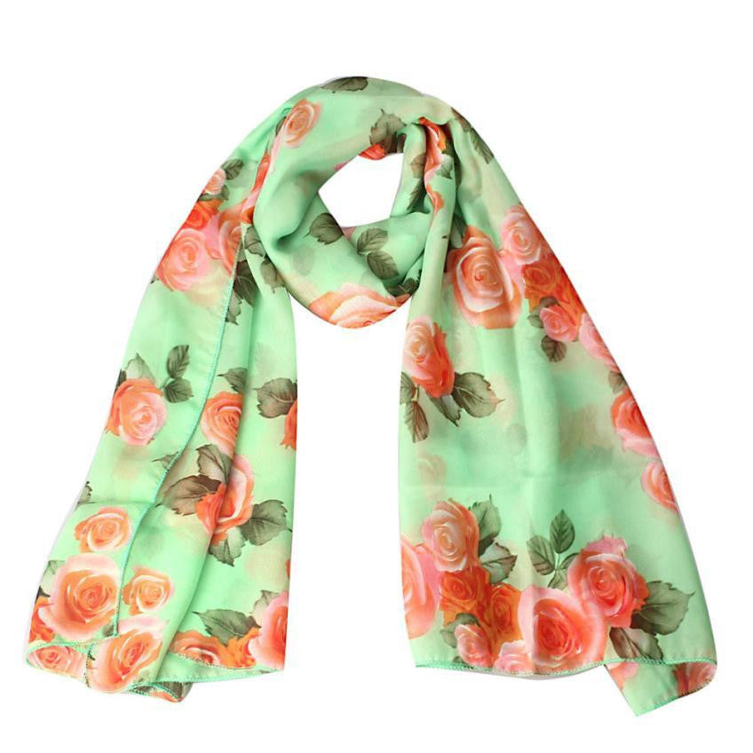 Rose Scarf Womens Fashion Voile Long Stole Scarves Shawl Scarf Ladies