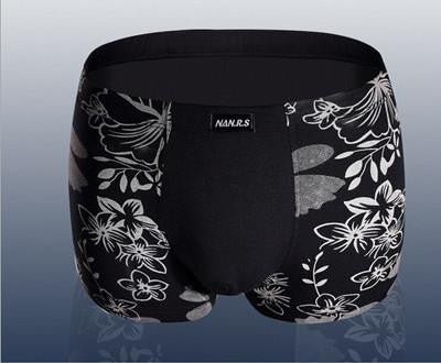 Soft breathable Bamboo fiber Men Underwear U convex corner men's modal Flower printed pants Boxers Shorts