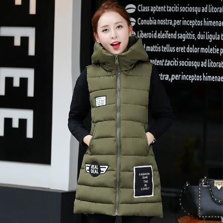 Women Vest Waistcoat Womens Long Vest Sleeveless Jacket Fur Hooded Down Cotton Warm Vest Female