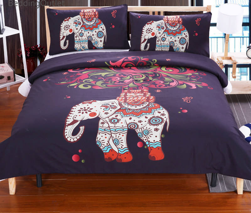 Online discount shop Australia - BeddingOutlet Boho Bedding Set Elephant Tree Black Printed Bohemia Duvet Cover Bedspread Twin Full Queen King Factory