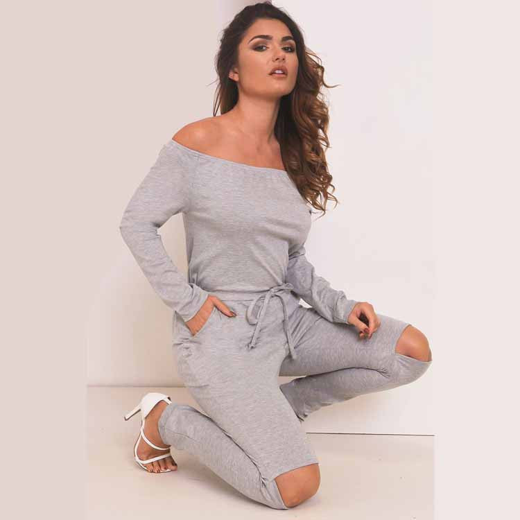 Online discount shop Australia - Julissa Mo Off Shoulder Long Jumpsuit Women Rompers Sexy Hollow Out Lace Up Bodysuit Overalls Plus Size Playsuit