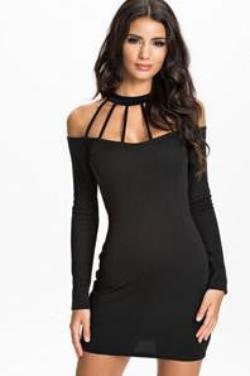 woman dress full sleeve above knee length black sexy dress off the shoulder dress to party