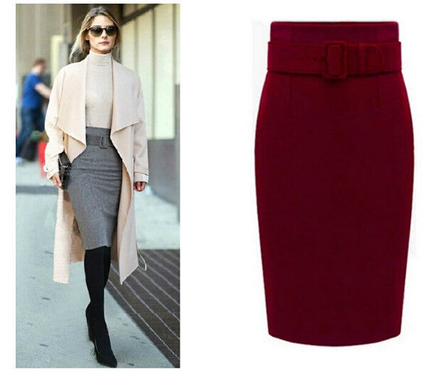 Online discount shop Australia - Cotton Plus Size High Waist Casual Midi Pencil Skirt Women Skirts Female