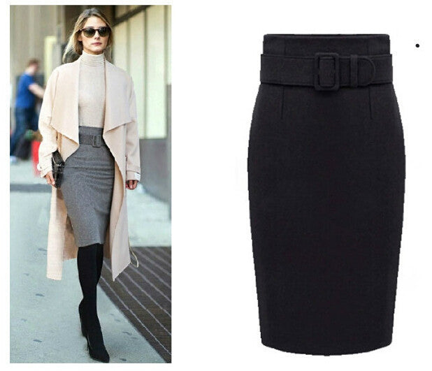 Online discount shop Australia - Cotton Plus Size High Waist Casual Midi Pencil Skirt Women Skirts Female