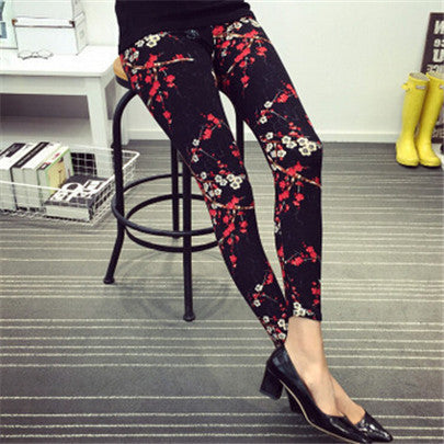 Online discount shop Australia - Female Leggings leggins Spring Autumn Graffiti Flowers Soft Graffiti Printed Women Mid Waist Slim Sportswear Pant K092