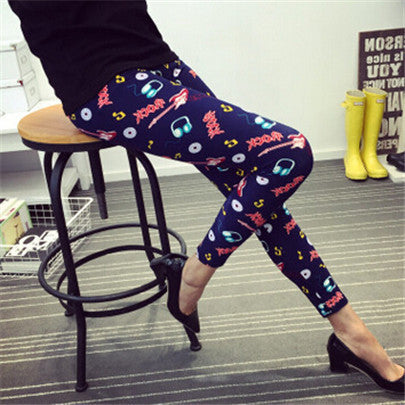 Online discount shop Australia - Female Leggings leggins Spring Autumn Graffiti Flowers Soft Graffiti Printed Women Mid Waist Slim Sportswear Pant K092