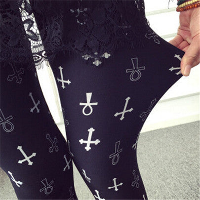 Online discount shop Australia - Female Leggings leggins Spring Autumn Graffiti Flowers Soft Graffiti Printed Women Mid Waist Slim Sportswear Pant K092