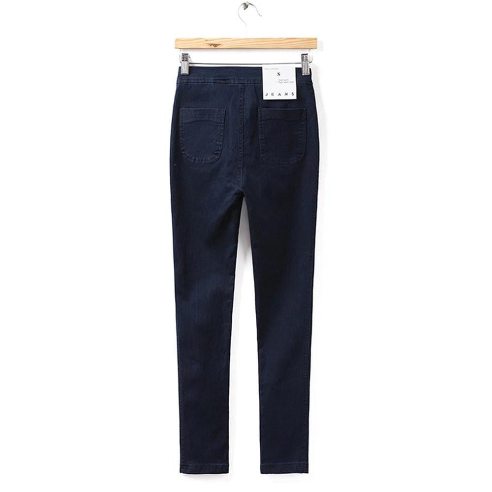 Women High Waist Skinny Slim Denim Jeans Trouser Long Pencil Pants Stretchy