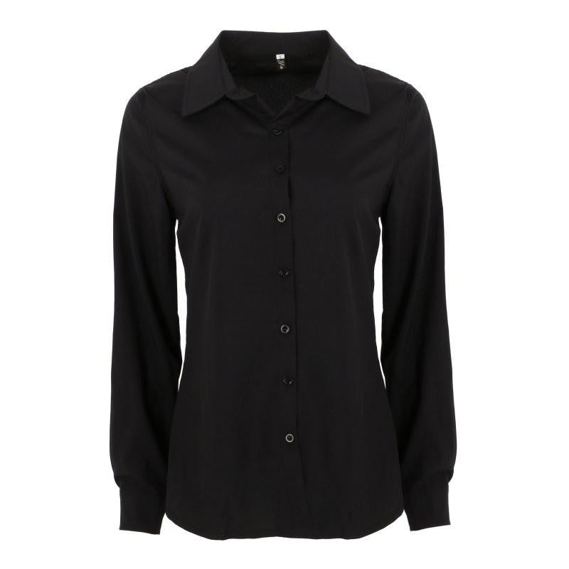 Women Candy Color Long Sleeve Lapel Shirt OL Button Down Slim Fit Blouse