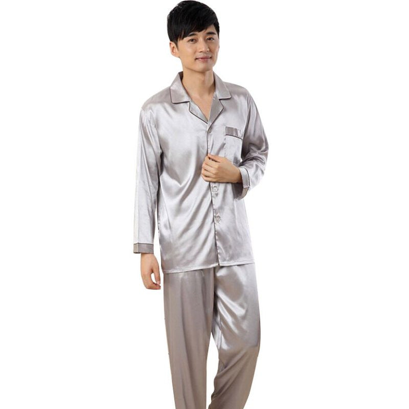 Online discount shop Australia - Couples Pajamas Sets Men Women Long Sleeve Sleepwear Homewear Nightshirt Soft Faux Silk Satin