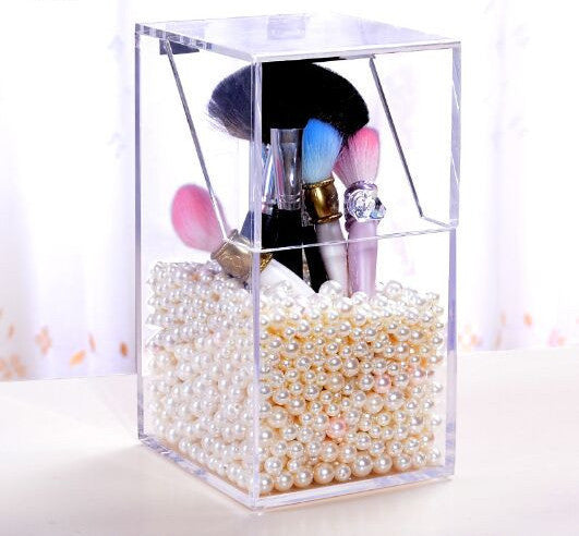 Online discount shop Australia - Crystal Acrylic Makeup brush Organizer cosmetic storage box Makeup tool Flashing pencil holder Lipstick Organizer cosmetic case