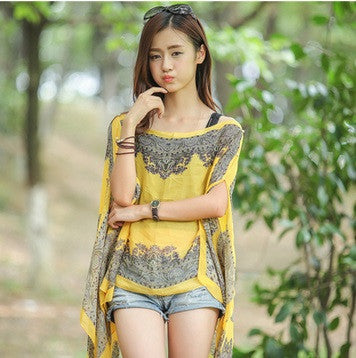 Online discount shop Australia - chiffon printed loose cardigan shawl female thin beach Scarves kimono scarf cardigan Chiffon sexy Bikini cover up