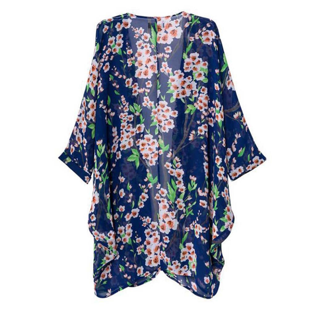 Online discount shop Australia - Fashion Women Blouse Beach Boho Cardigan Floral Printed Half Sleeve Casual Loose Long Beach Blouses For Women