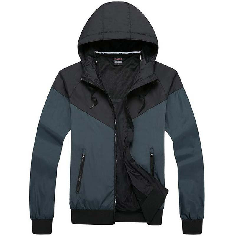 Online discount shop Australia - Men's Jacket Causal Slim Patchwork Thin With Hooded Sunscreen