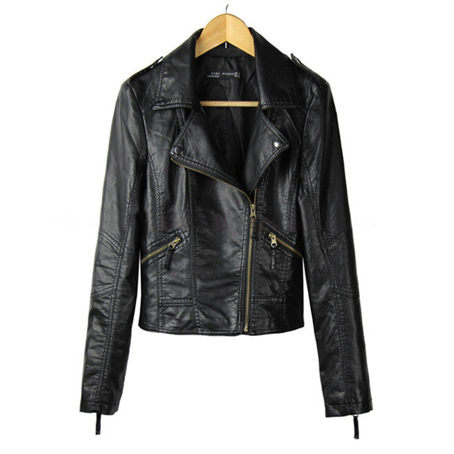 Red Leather Jacket Women Fashion Long Sleeve Slim Short Coats Black PU Motorcycle Jacket Plus Size 3XL