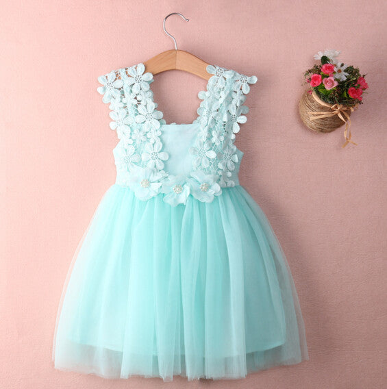 XMAS Baby Girls Party Lace Tulle Flower Gown Fancy Dridesmaid Dress Sundress Girls Dress