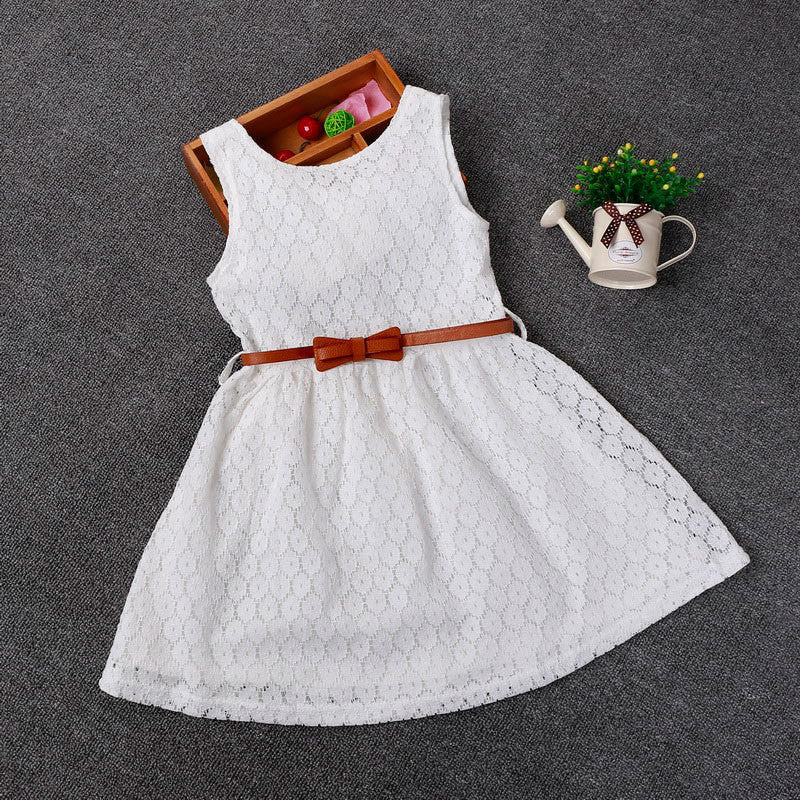 Online discount shop Australia - 2-8 Years New Gift Lace Vest Girls Dress Baby Girl Cotton Dress Chlidren Clothes Kids Party Clothing For Girls Free Belt
