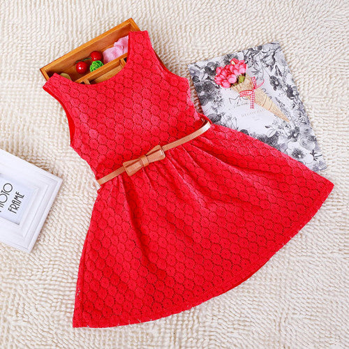 Online discount shop Australia - 2-8 Years New Gift Lace Vest Girls Dress Baby Girl Cotton Dress Chlidren Clothes Kids Party Clothing For Girls Free Belt