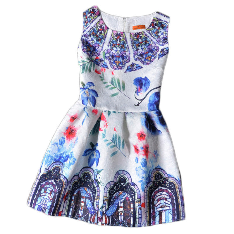 Online discount shop Australia - Flower Girls Dresses Floral Print Sleeveless Kids Dresses for Girls Clothes Party Princess Dress Children 6-12Y