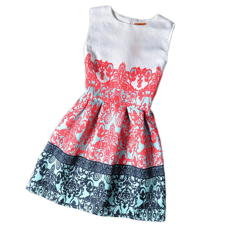 Online discount shop Australia - Flower Girls Dresses Floral Print Sleeveless Kids Dresses for Girls Clothes Party Princess Dress Children 6-12Y