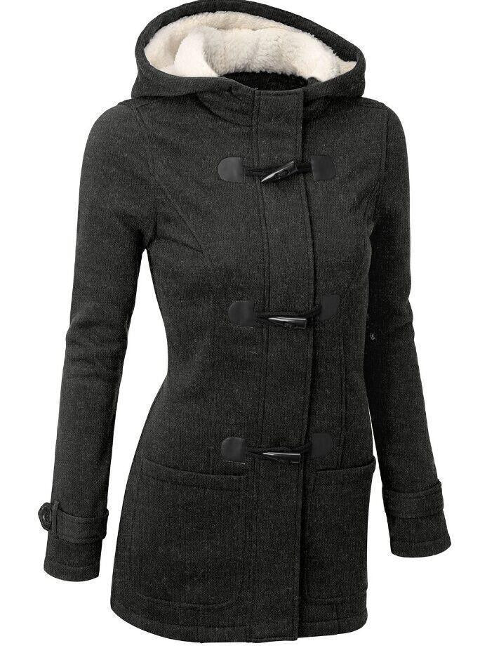 Women Trench Coat Women's Overcoat Female Long Hooded Coat Zipper Horn Button Outwear