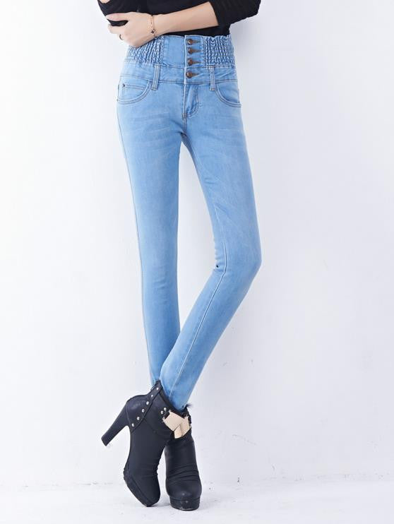 Online discount shop Australia - AQ225 New Fashion Warm Velvet High Waist Jeans Women Thick Skinny Pencil Denim Trousers Slim Plus Size Pencil Pants