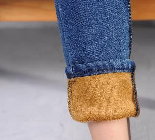 Online discount shop Australia - AQ225 New Fashion Warm Velvet High Waist Jeans Women Thick Skinny Pencil Denim Trousers Slim Plus Size Pencil Pants