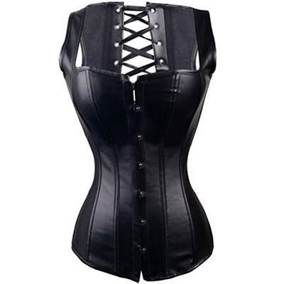 X Steampunk Steel Boned Lace up Back Body Bustier Overbust Corset Women Waist Corsets Black Plus Size S-6XL