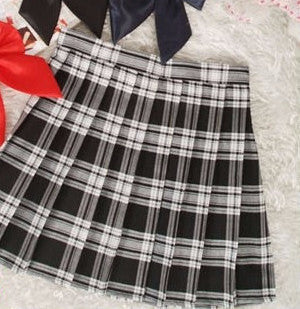 Preppy Style Japanese School Girl Plaid Pleated Skirt High Waist Short Tartan Skirts Saias