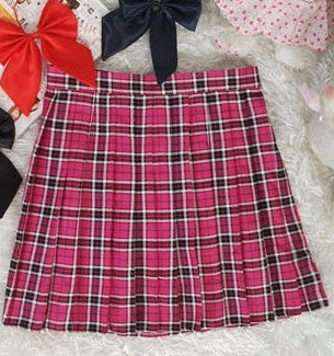 Preppy Style Japanese School Girl Plaid Pleated Skirt High Waist Short Tartan Skirts Saias