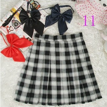 Preppy Style Japanese School Girl Plaid Pleated Skirt High Waist Short Tartan Skirts Saias