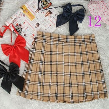 Preppy Style Japanese School Girl Plaid Pleated Skirt High Waist Short Tartan Skirts Saias