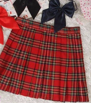 Preppy Style Japanese School Girl Plaid Pleated Skirt High Waist Short Tartan Skirts Saias