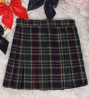 Preppy Style Japanese School Girl Plaid Pleated Skirt High Waist Short Tartan Skirts Saias