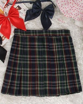 Preppy Style Japanese School Girl Plaid Pleated Skirt High Waist Short Tartan Skirts Saias