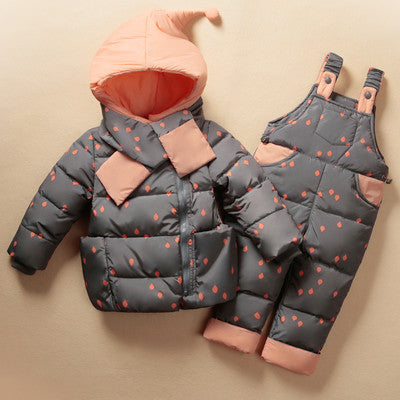 Online discount shop Australia - Children's Clothing Set Kids Ski Suit Overalls Baby Girls Down Coat Warm Snowsuits Jackets+bib Pants 2pcs/set 0-5T