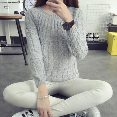 Fashion Knitted Sweater Long Sleeve O-neck Solid Women Sweaters and Pullovers All-match Sudaderas 6 Multi Colors