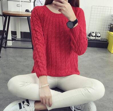 Fashion Knitted Sweater Long Sleeve O-neck Solid Women Sweaters and Pullovers All-match Sudaderas 6 Multi Colors