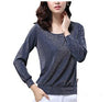 Online discount shop Australia - Blouses Black Blue Tops Ladies Casual Stretch Rayon Clothing Female Shirts