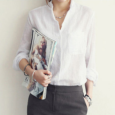 Womens Tops Fashion Linen White Shirt Women Long Sleeve Blouse Korean Woman Clothes