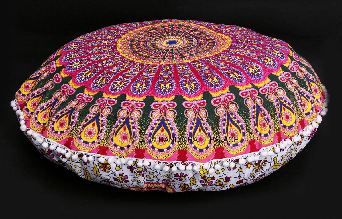 Online discount shop Australia - Large Floor Pouf Ottoman Tapestry Cover Pillows Indian Mandala Round Cushion Covers