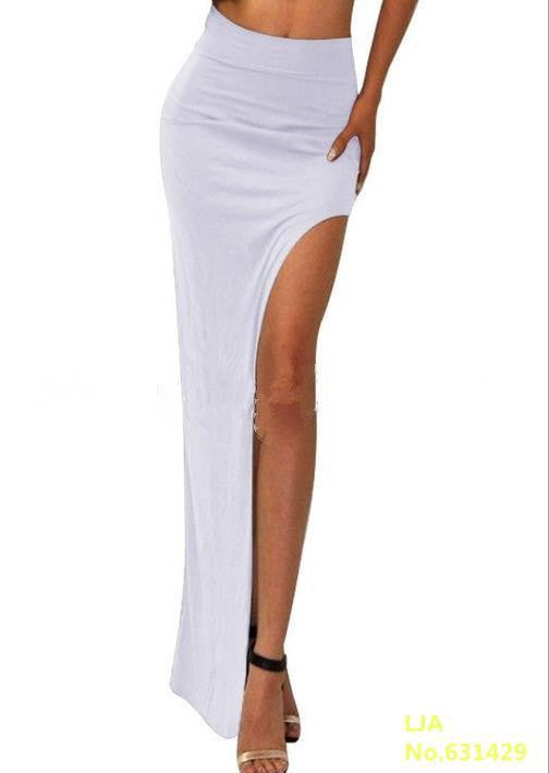 Women Lady Long Skirts Open Side Split Skirt Long Maxi Skirt Black
