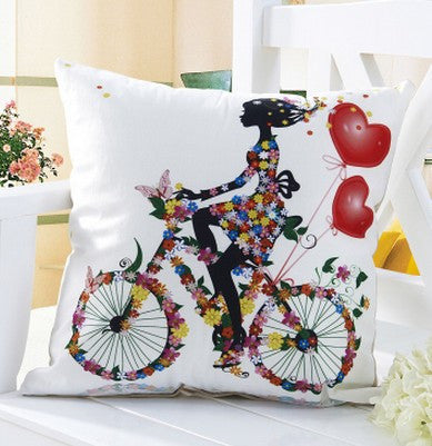 Online discount shop Australia - Decorative Throw Pillows Cushions without Insert Digital Printing Flower Fairy Bike Butterfly almofadas housse coussin
