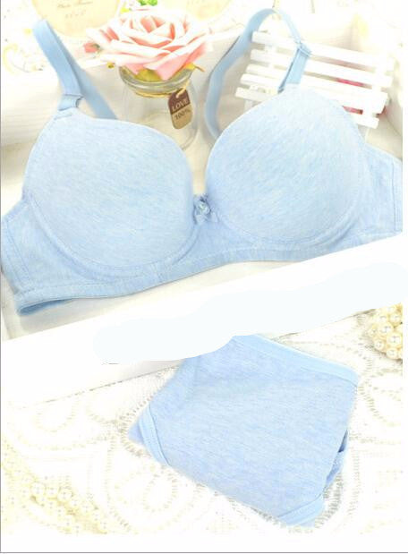 Online discount shop Australia - 100% cotton comfortable bra & brief sets young girl underwear bamboo thin bra set women's single-bra