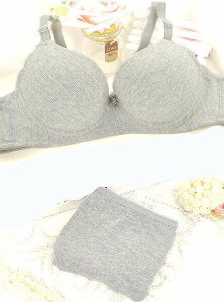 Online discount shop Australia - 100% cotton comfortable bra & brief sets young girl underwear bamboo thin bra set women's single-bra