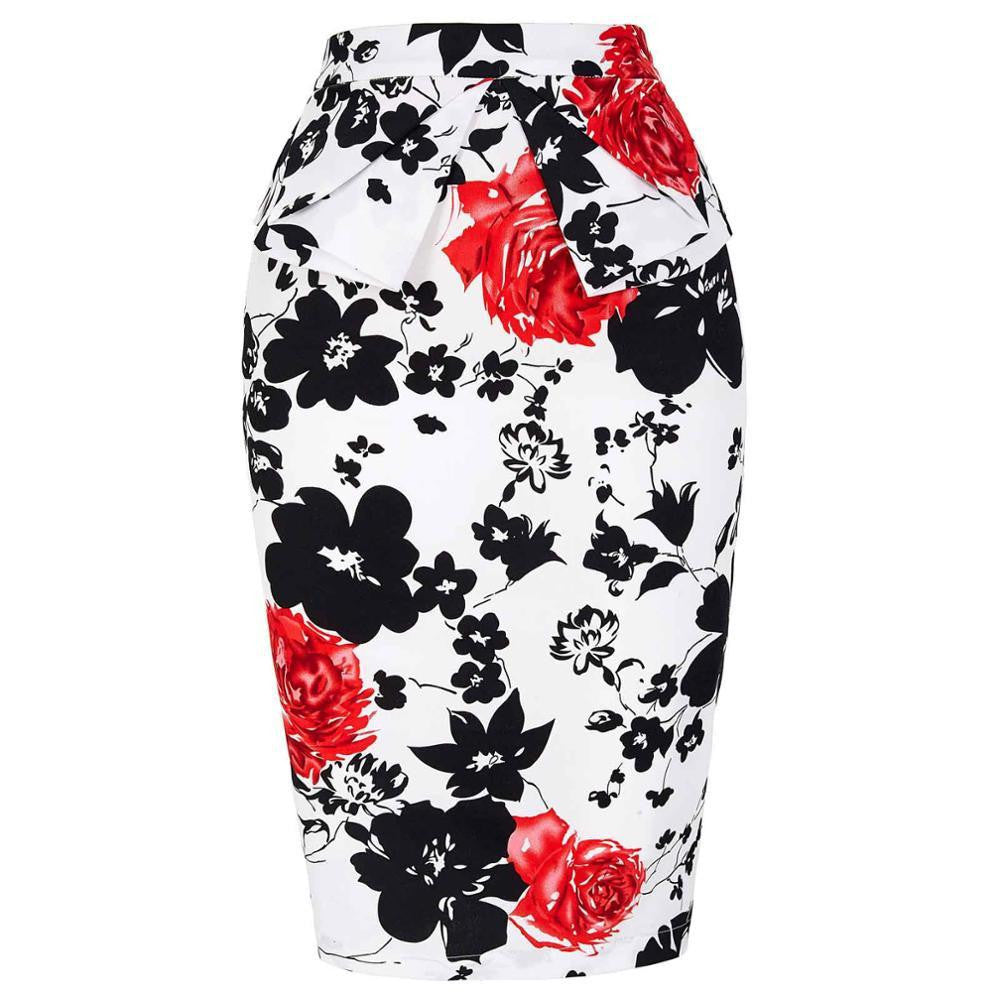 Women Skirts Fashion High Waist Bodycon Pencil Skirt Faldas Vintage Saia Midi Plus Size Jupe Skirts Womens