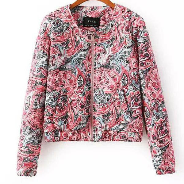 Floral Printed Ladies Jackets Women Coats And Jackets Long Sleeve Cotton Women's Coat 6332