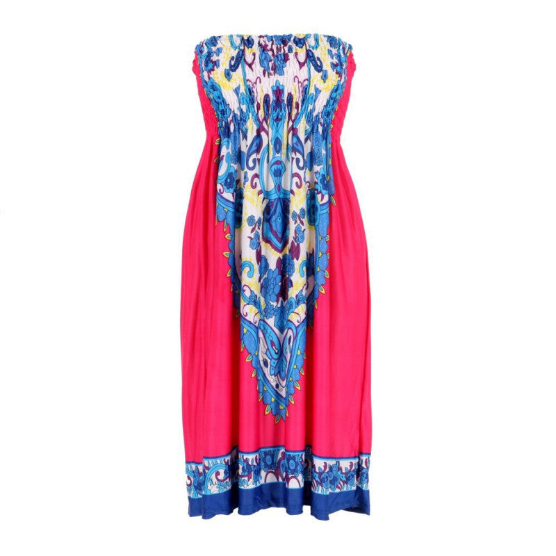 Online discount shop Australia - New Arrival Sexy Women Mini Dress Casual Floral Bandeau Beach Summer Boho Maxi Sundress