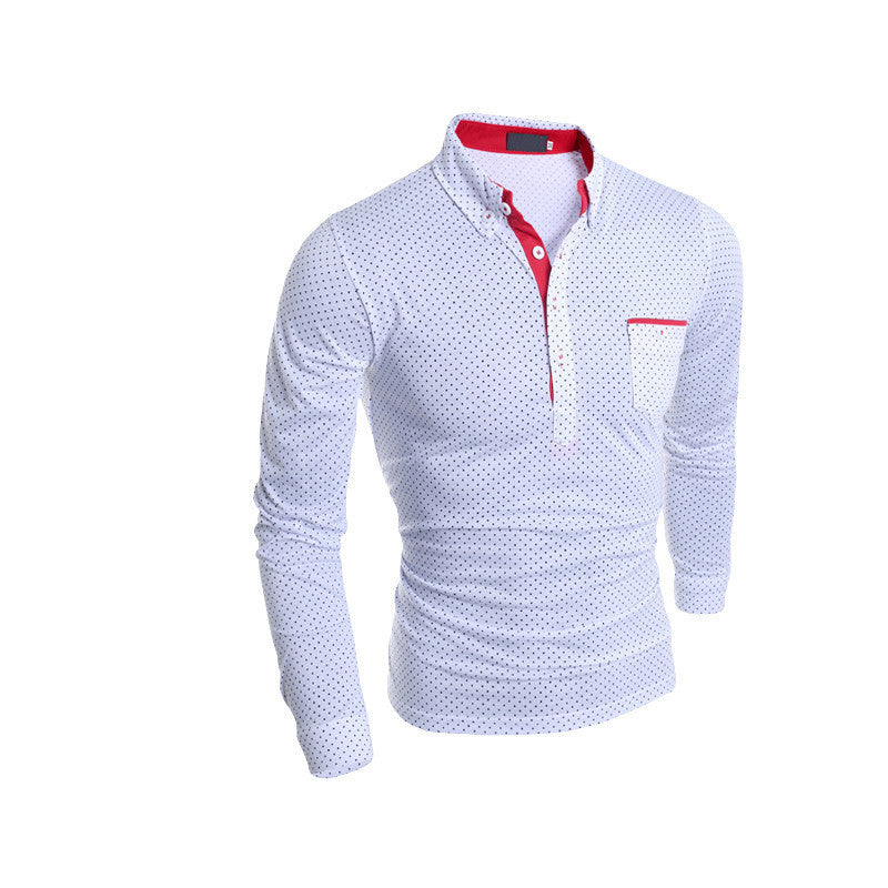 Online discount shop Australia - Fashion Mens Dots Polo Long Sleeve Print Slim Fit Shirts for Men Polo Shirts Plus Size Camisa Polo Masculina