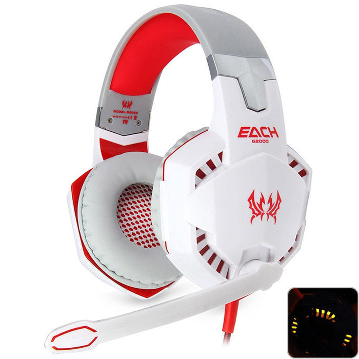 EACH G2000 Deep Bass Headphone Stereo Surround Over-Ear Gaming Headset Headband Earphone with Light for PC LOL Game